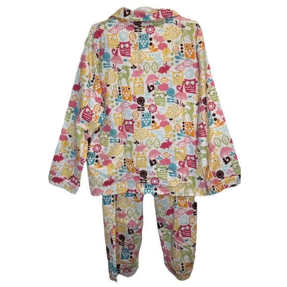 THE CAT'S PAJAMAS Womens Retro Owl Mushroom Rabbit FLANNEL PAJAMA SET Sz M NEW - Picture 3 of 16